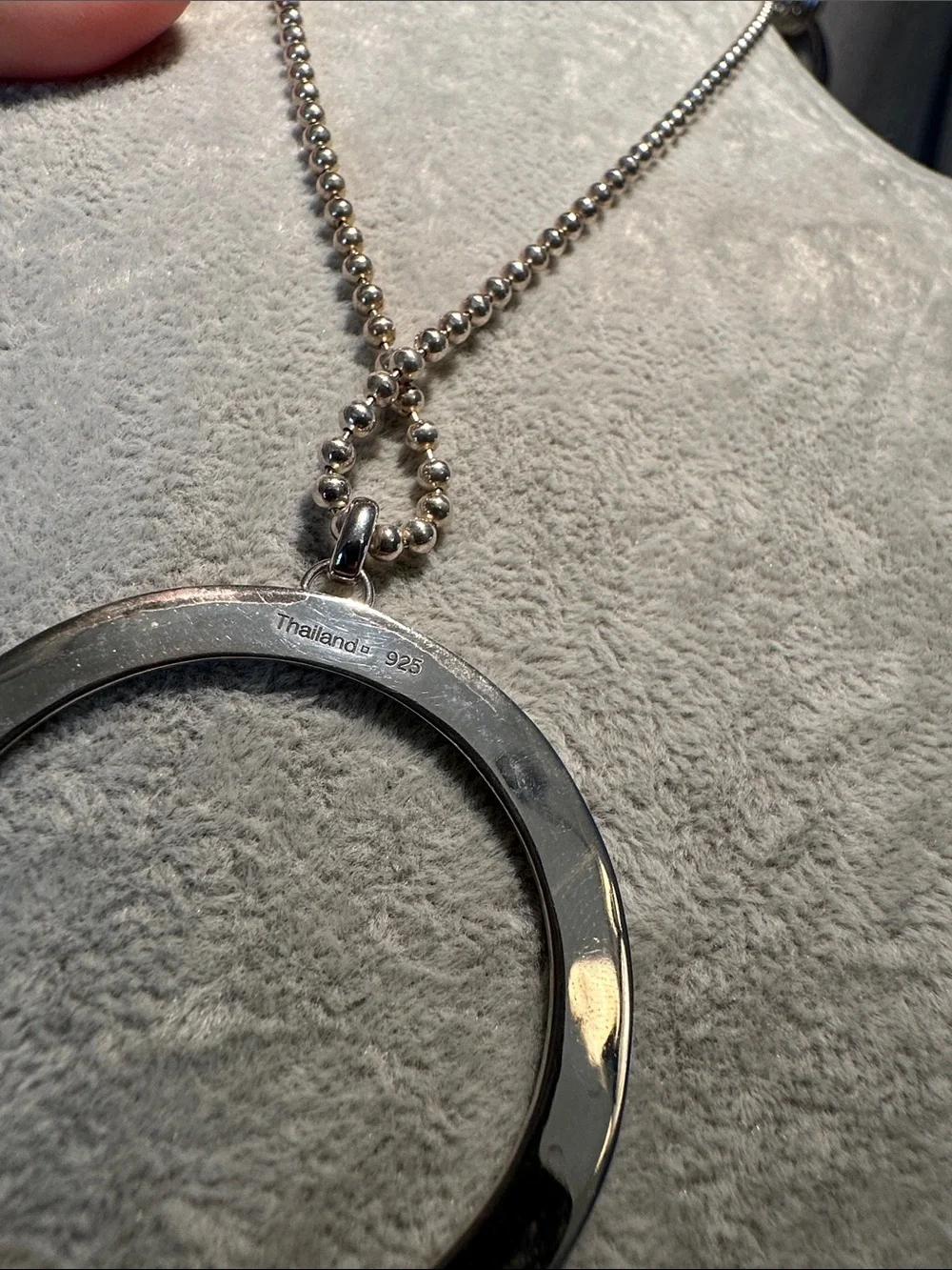 Sterling Silver ball chain Necklace with Coach script Round Pendant